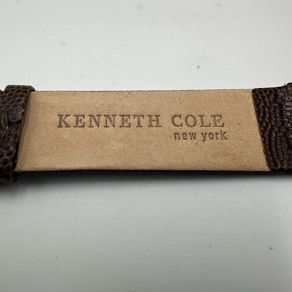 Kenneth Cole Replacement Watch Band 20MM Brown Embossed Leather Silver Buckle - Picture 4 of 9